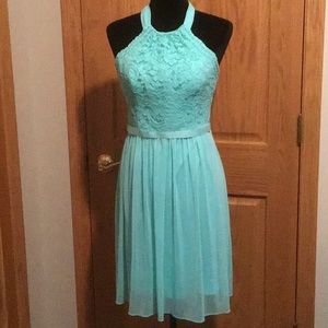 Davids bridal short lace and sheer halter dress size 6